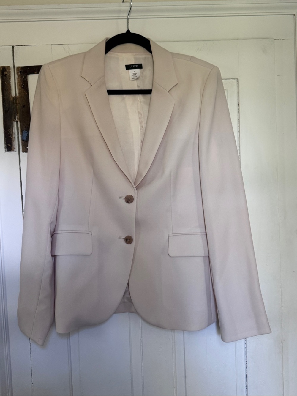J.Crew 100% Wool Blazer Size 6 Cream Y2K 2000s Vintage Preppy Old Money